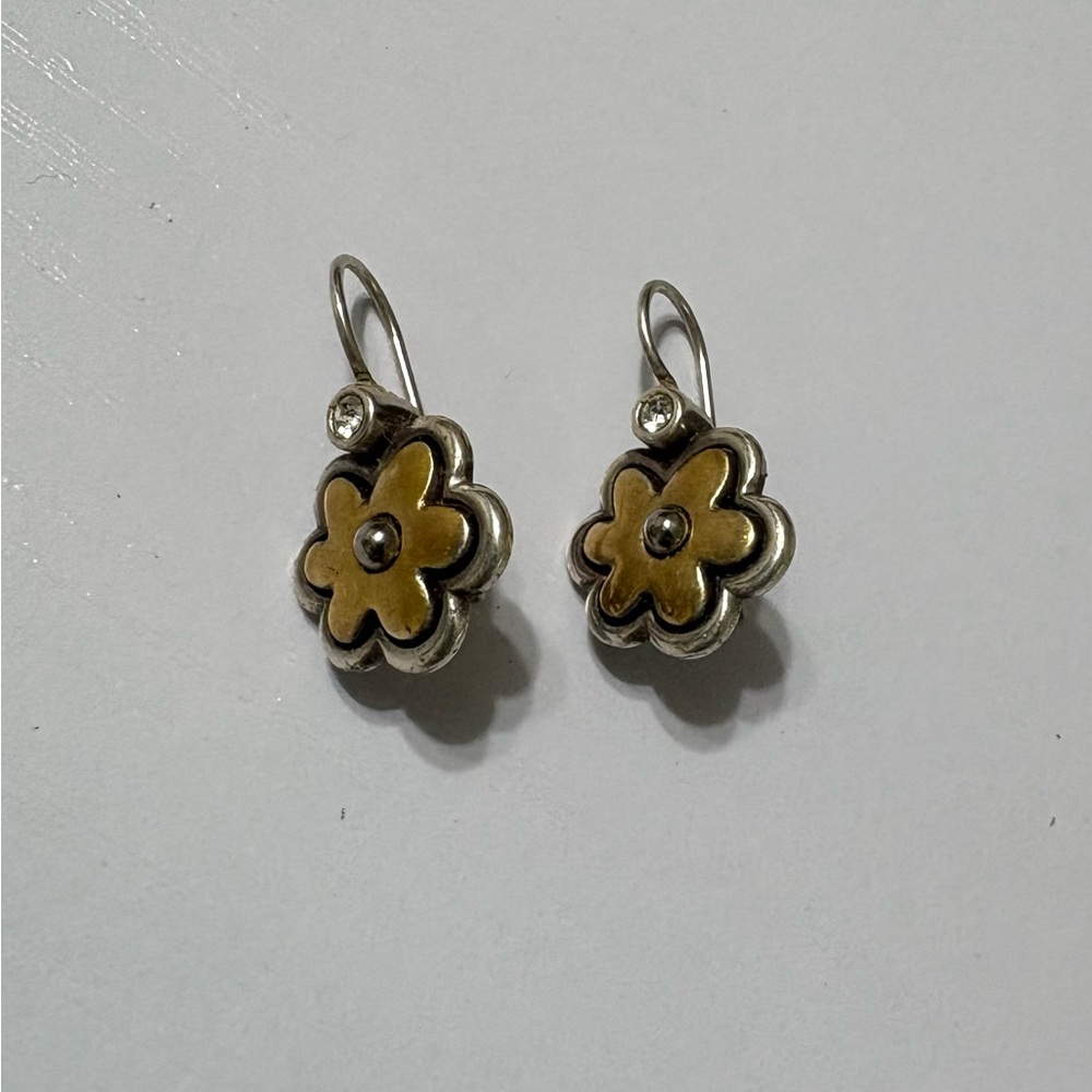 Brighton Silver/gold tone Flower Drop Earrings.
